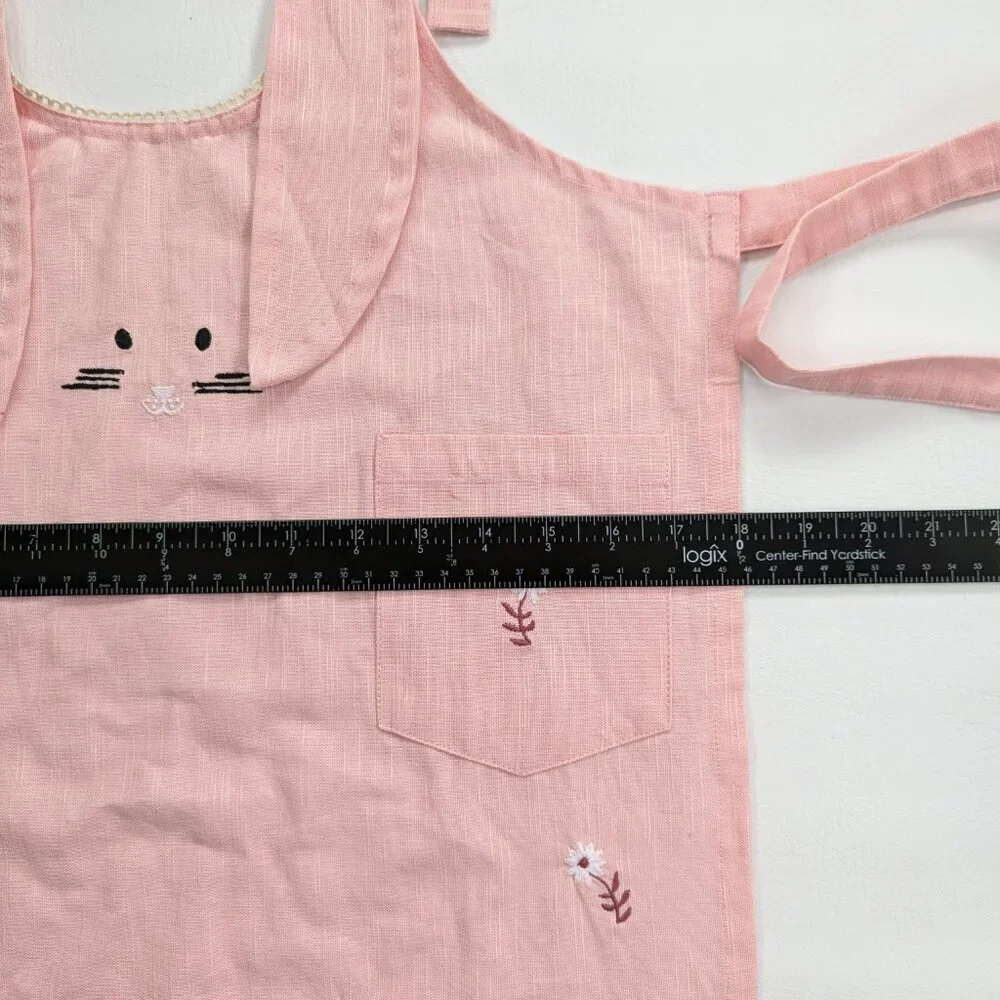 Sur La Table Girls Easter Bunny Apron Pink Floral Embroidered 7-10 Years Cotton
